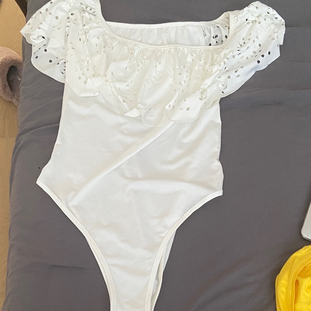 White Ruffled Bodysuit